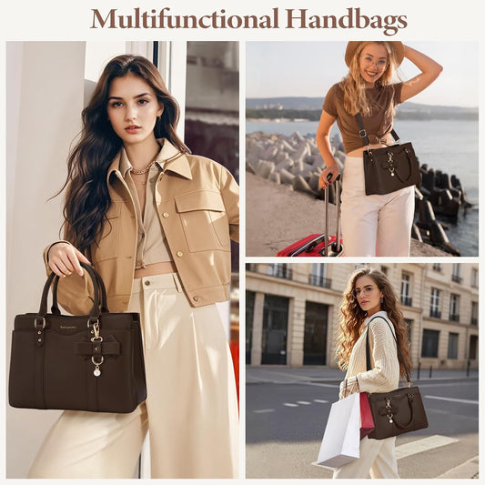 RAINSMORE Handbag for Women – PU Leather Top Handle Shoulder Bag